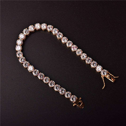 VVS Jewelry Premium 6mm 24k Gold Tennis Bracelet + Free Cuban Bracelet Bundle (Today Only)