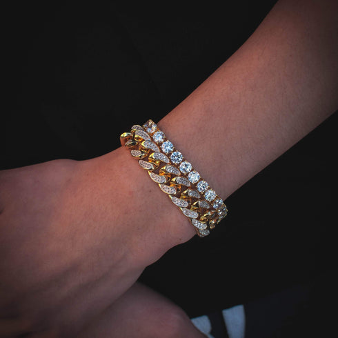 VVS Jewelry Premium 6mm 24k Gold Tennis Bracelet + Free Cuban Bracelet Bundle (Today Only)