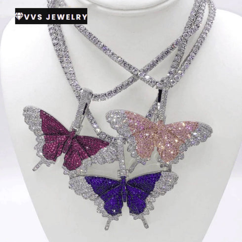 Fully Iced Butterfly Pendant Tennis Chain