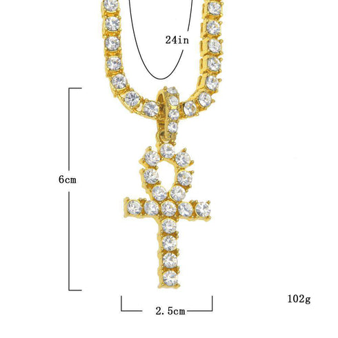 Tennis Chain + Ankh Pendant Set