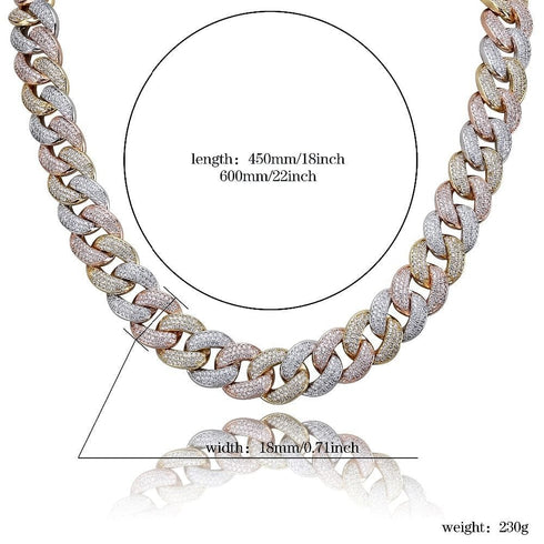 The Plug Tri-color 18mm Miami Cuban Link
