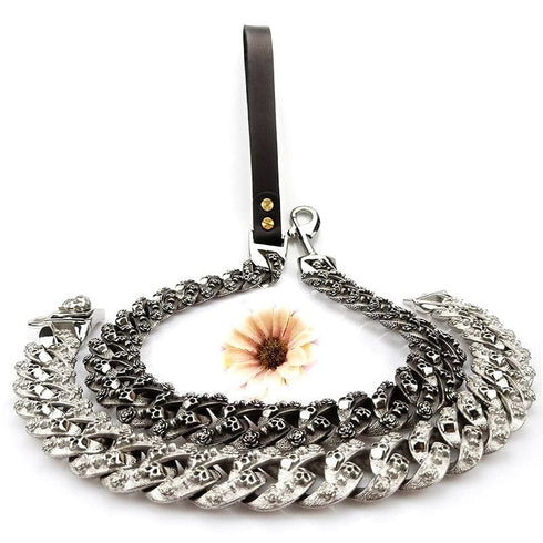 Thicc Skull Face Cuban Link Dog Leash