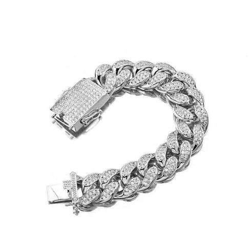 Thick Bling Silver Cuban Chain Bracelet