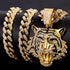 Bling Tiger Pendant Cuban Chain Necklace