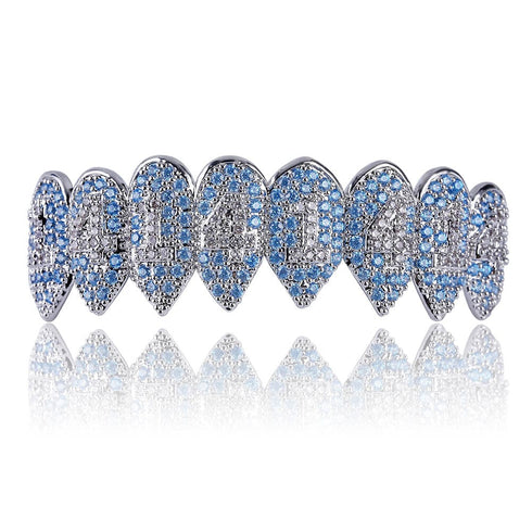 Iced Out Bling Light Blue Vampire Grillz