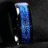 Tungsten Carbide 8MM Black Ring Blue Meteorite Inlaid Arrow Wedding Jewelry