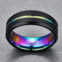 Tungsten Carbide Black Rainbow 8MM Style Band Ring