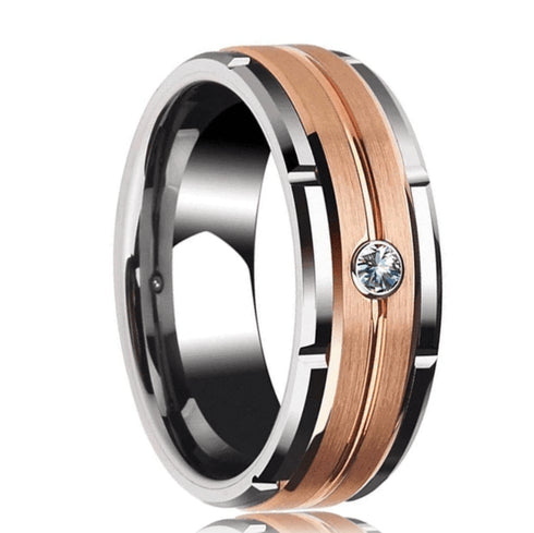 Tungsten Carbide Ring 8MM Rose Gold and Silver Wedding Band