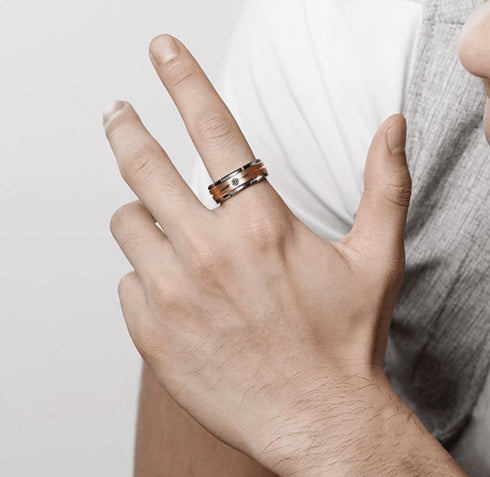 Tungsten Carbide Ring 8MM Rose Gold and Silver Wedding Band