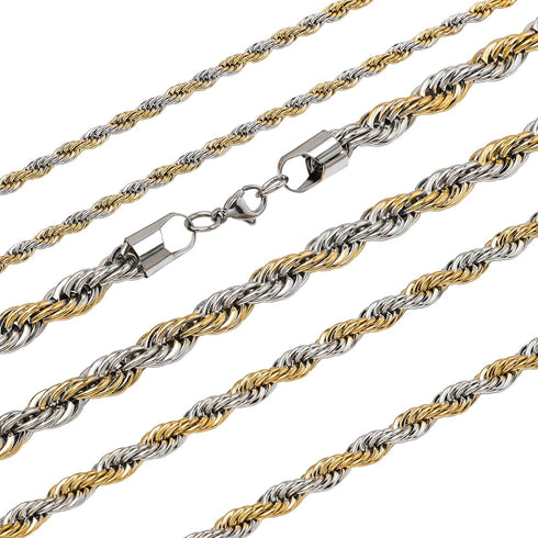Two Tone 4mm or 6mm Premium Rope Chain
