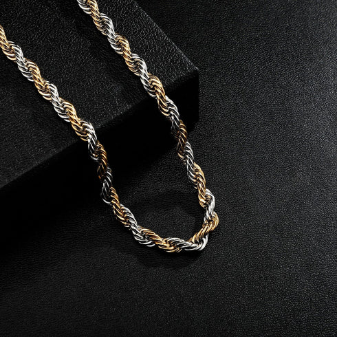 Two Tone 4mm or 6mm Premium Rope Chain