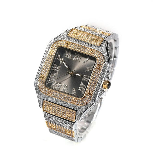 Black Iced Square Roman Watch