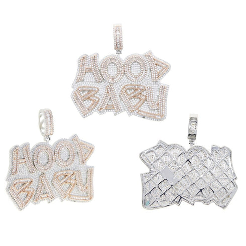 Two-Tone Iced Hood Baby Pendant Chain