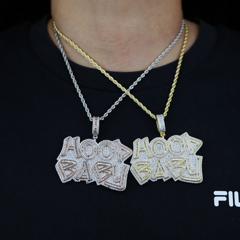 Two-Tone Iced Hood Baby Pendant Chain