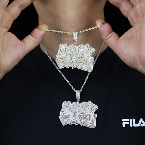 Two-Tone Iced Hood Baby Pendant Chain