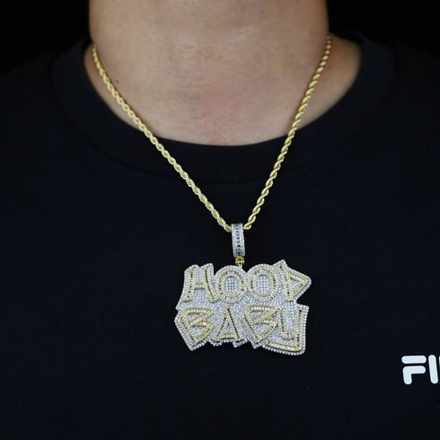 Two-Tone Iced Hood Baby Pendant Chain