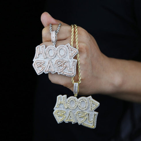 Two-Tone Iced Hood Baby Pendant Chain