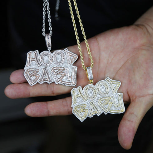 Two-Tone Iced Hood Baby Pendant Chain