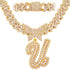 Bling Butterfly Letter Cuban Link Chain