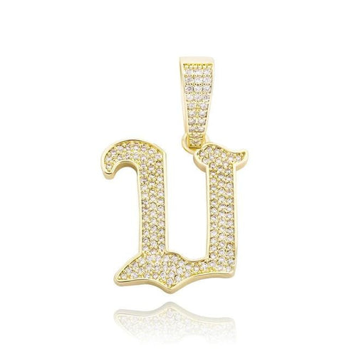 VVS Jewelry Old English Initial Pendant Necklace