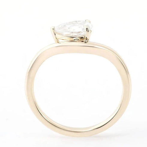 14K Solid Yellow Gold Moissanite Engagement Ring