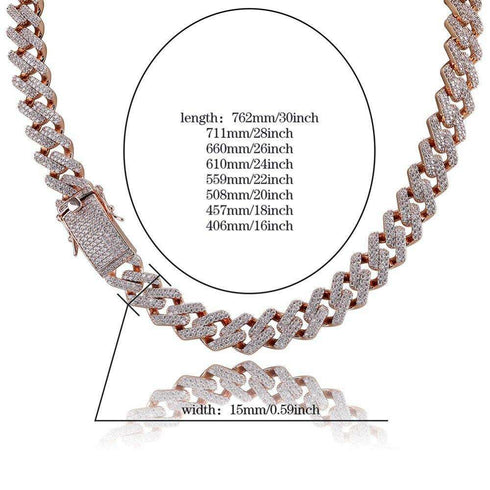 Diamond - 14mm Diamond Prong Cuban Chain AAA Quality
