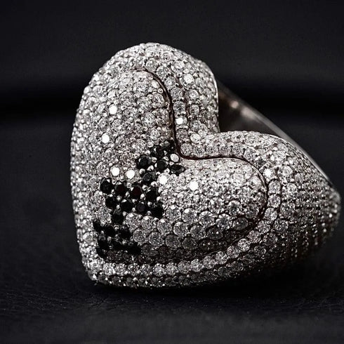 VVS D Color Moissanite Iced Broken Heart Ring