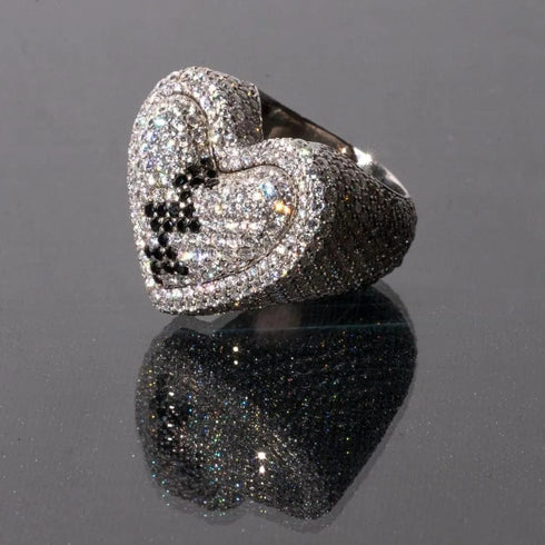 VVS D Color Moissanite Iced Broken Heart Ring