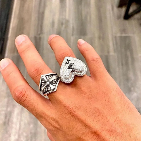 VVS D Color Moissanite Iced Broken Heart Ring