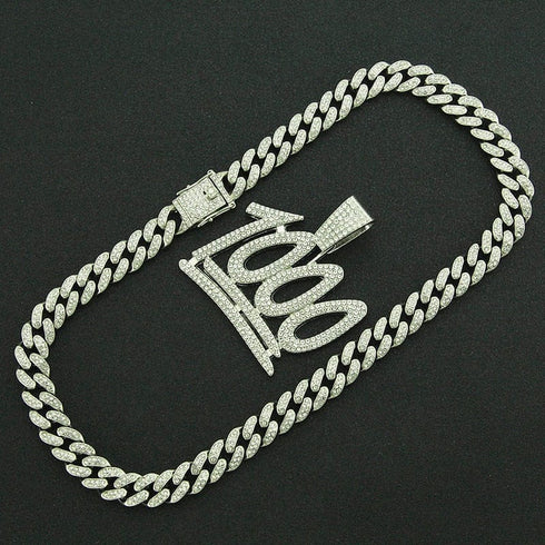 VVS Jewelry 1000 Iced Out Cuban Pendant Chain