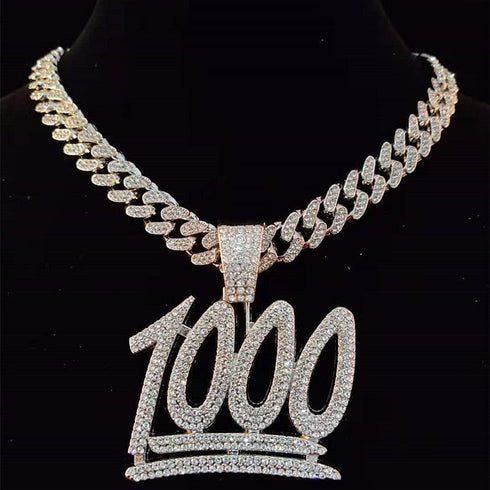 VVS Jewelry 1000 Iced Out Cuban Pendant Chain