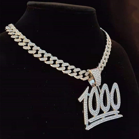 VVS Jewelry 1000 Iced Out Cuban Pendant Chain