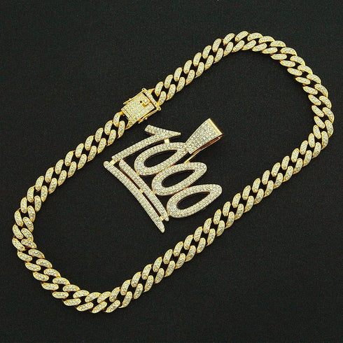 VVS Jewelry 1000 Iced Out Cuban Pendant Chain