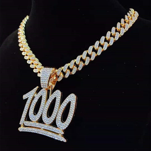 VVS Jewelry 1000 Iced Out Cuban Pendant Chain