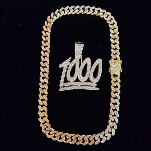 VVS Jewelry 1000 Iced Out Cuban Pendant Chain