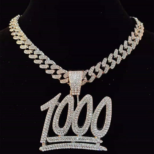 VVS Jewelry 1000 Iced Out Cuban Pendant Chain