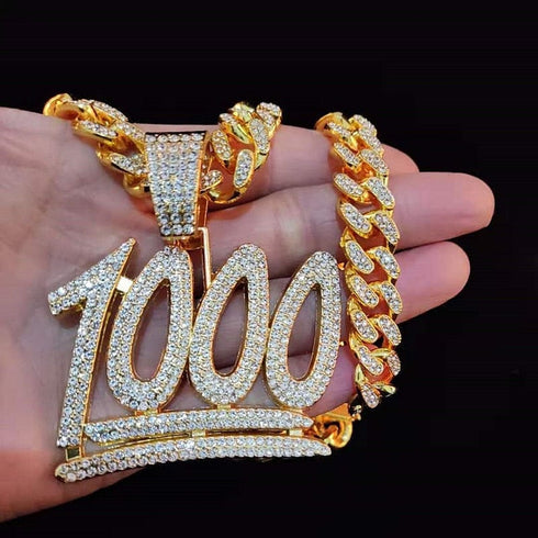 VVS Jewelry 1000 Iced Out Cuban Pendant Chain