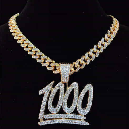 VVS Jewelry 1000 Iced Out Cuban Pendant Chain