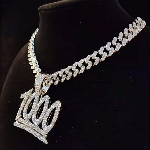 VVS Jewelry 1000 Iced Out Cuban Pendant Chain