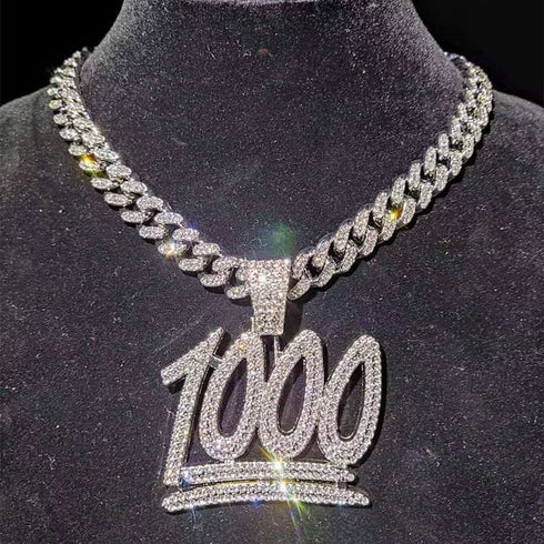VVS Jewelry 1000 Iced Out Cuban Pendant Chain