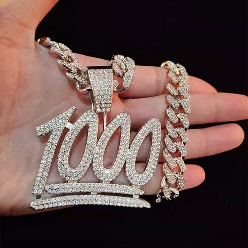 VVS Jewelry 1000 Iced Out Cuban Pendant Chain