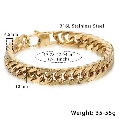 VVS Jewelry 10mm Double Curb Link Bracelet