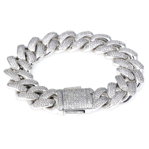 VVS Jewelry 12MM White Gold Prong Cuban Bracelet