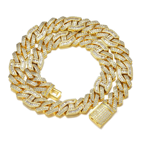 VVS Jewelry 14MM Heavy Prong Baguette G-Link Cuban Chain