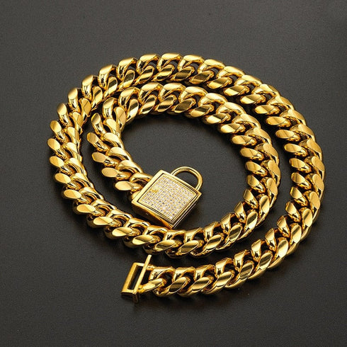 VVS Jewelry 18k Gold 14mm Luxury Cuban Link Dog Collar