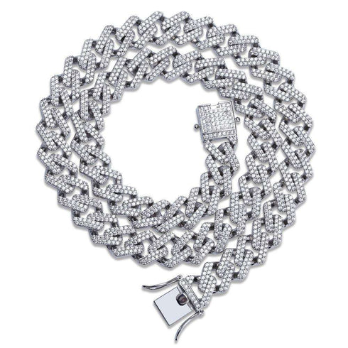 14mm Diamond Prong Cuban Chain + FREE Diamond Prong Cuban Bracelet