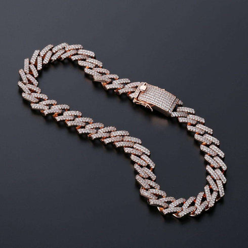 14mm Diamond Prong Cuban Chain + FREE Diamond Prong Cuban Bracelet