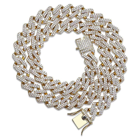 14mm Diamond Prong Cuban Chain + FREE Diamond Prong Cuban Bracelet