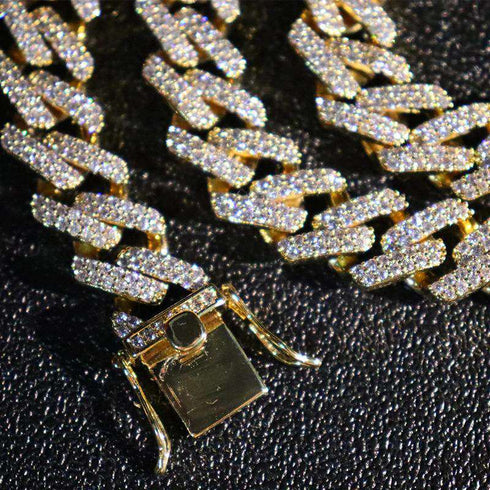 14mm Diamond Prong Cuban Chain + FREE Diamond Prong Cuban Bracelet
