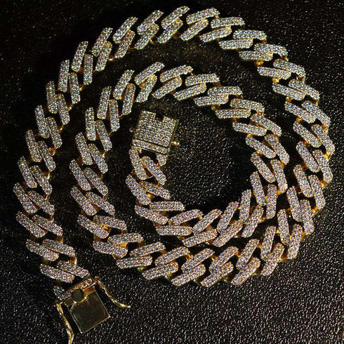 14mm Diamond Prong Cuban Chain + FREE Diamond Prong Cuban Bracelet